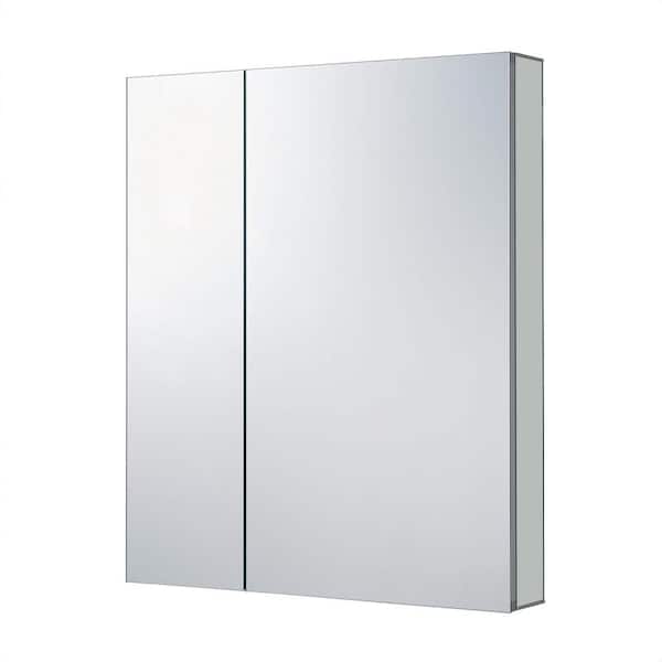 FINE FIXTURES 30 in. W x 36 in. H Rectangular Silver Recessed or Surface Wall Mount Medicine Cabinet with Mirror