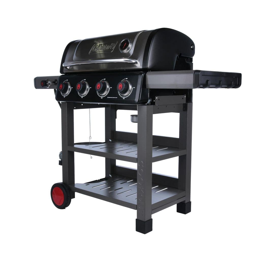 Coleman 4-Burner Stainless Steel Propane Gas Grill with Side Burner
