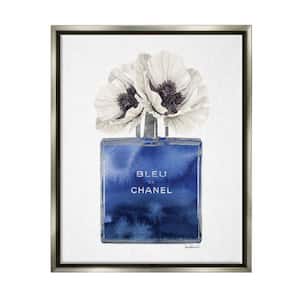Fashion Designer Perfume Flower Blue Watercolor by Amanda Greenwood Floater Frame Nature Wall Art Print 17 in. x 21 in.