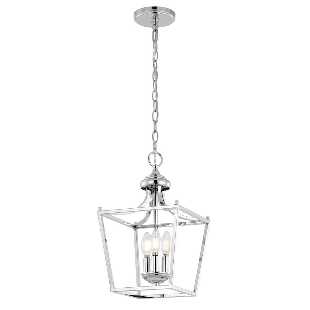 Camden Rustic 10" Chrome LED Pendant Lantern with Adjustable Chain