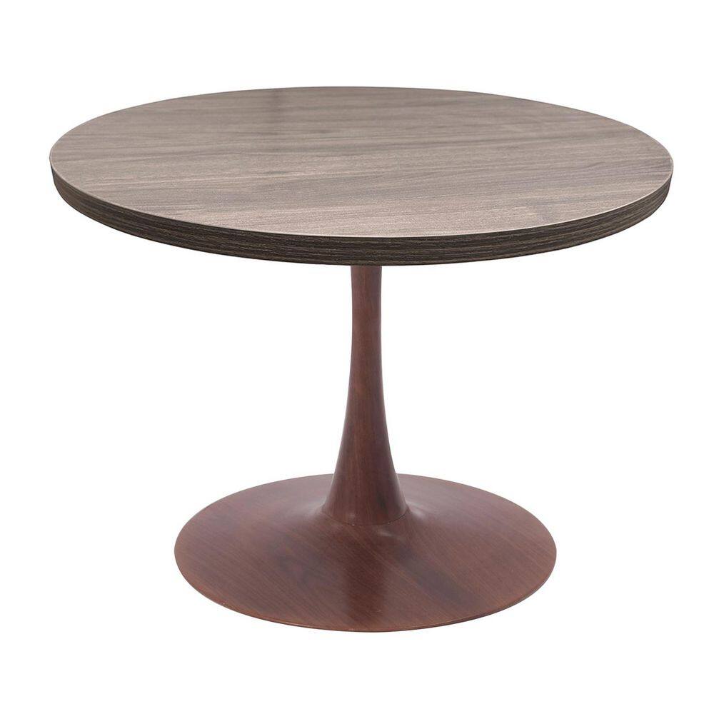 Bristol 36 in. Round Dining Table MDF Tabletop and Walnut Steel Base Modern Kitchen Table in Dark Walnut