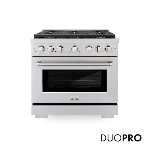 36 in. 5.2 cu. ft. Paramount Gas Range with 6 Burner DuoPro Cooktop and Convection Gas Oven in Stainless Steel