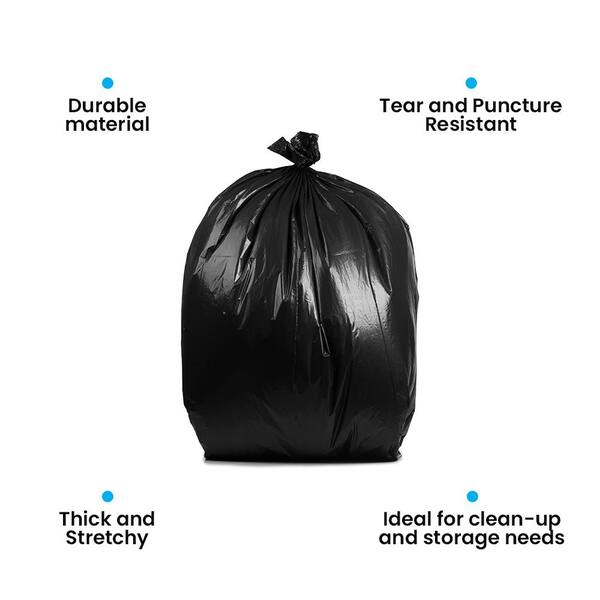 Plasticplace 95-Gallons Black Plastic Can Twist Tie Trash Bag (15