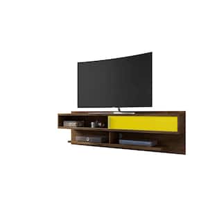Rochester 71 in. Brown and Yellow Floating Entertainment Center Fits TVs Up to 60 in. with Cable Management