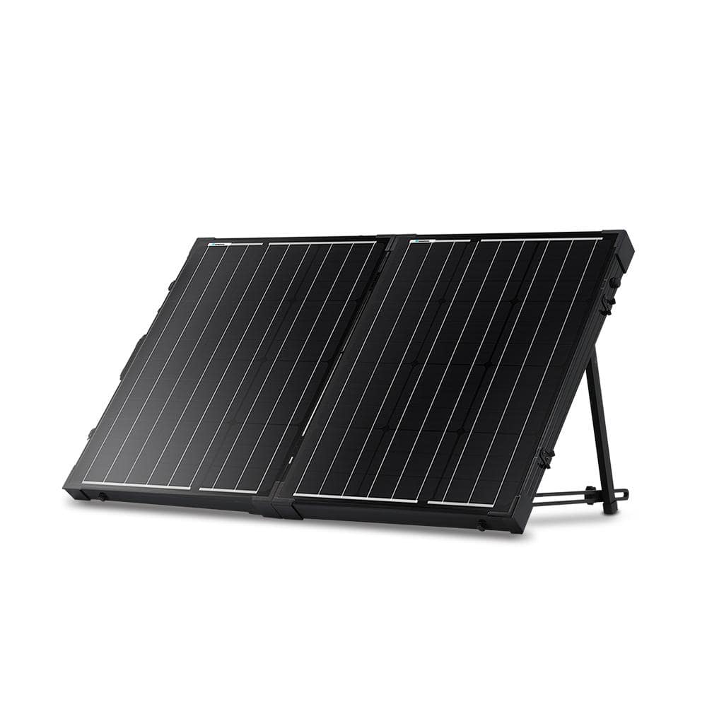 Black 100W Renogy 100 Watt 12 Volt Eclipse Monocrystalline Off Grid Portable Foldable 2Pcs 50W Solar Panel Suitcase Built-in Kickstand 