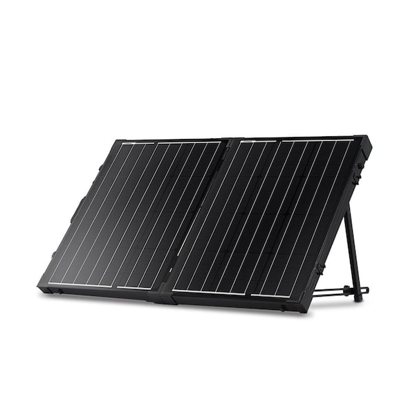 Photo 1 of 100-Watt 12-Volt Monocrystalline Off-Grid Portable Foldable 50-Watt Solar Panel Suitcase Built-in Kickstand (2-Pieces)