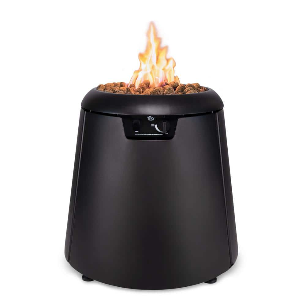 TIKI Customizable 27.4 in. Propane Fire Pit Table - Includes Tabletop Insert and Lava Rocks, Black
