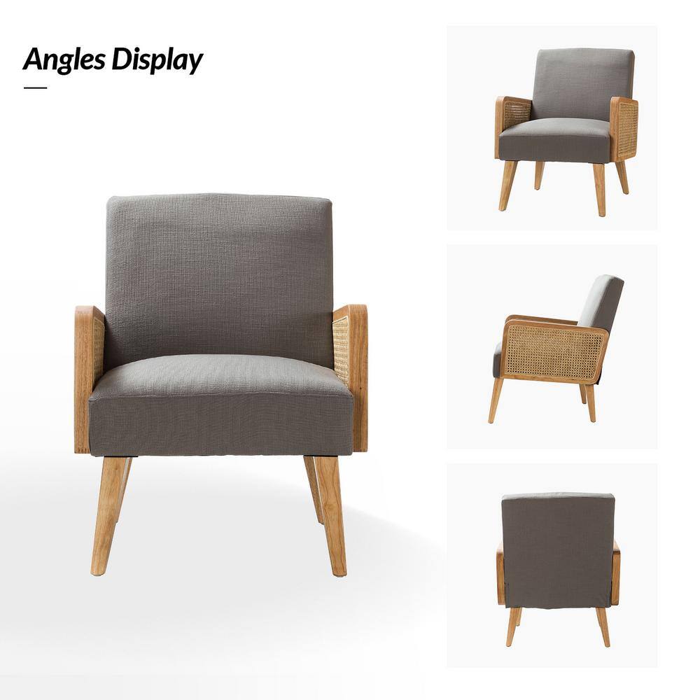 Pewter Velvet Square Arm Accent Chair Set with Wood Frame