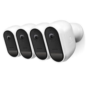 Refurbished Wire-Free Cam Battery Wireless Indoor/Outdoor Standard Security Camera with Face Recognition, White (4-Pack)
