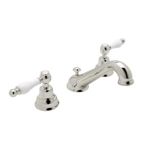 Arcana 8 in. Widespread Double Handle Bathroom Faucet with Drain Kit Included in Polished Nickel
