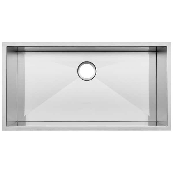 Pacific Zero Radius Undermount 16-Gauge Stainless Steel 36 in. Single Basin Kitchen Sink with Basket Strainer Pacific Zero Radius Undermount 16-Gauge Stainless Steel 36 in. Single Basin Kitchen Sink with Basket Strainer