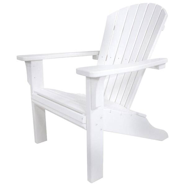 POLYWOOD Seashell White Plastic Patio Adirondack Chair