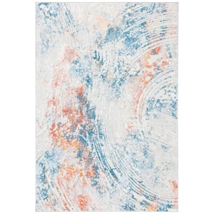 Tulum Ivory/Dark Blue 4 ft. x 6 ft. Distressed Abstract Area Rug