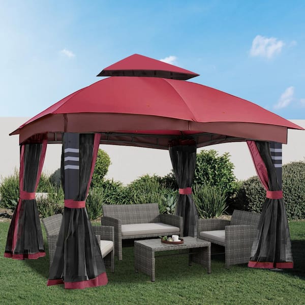 Terracemaster 10 ft. x 12 ft. Outdoor Garden Gazebo Mesh Giveaway for Shade and Rain in Yards, Lawn Backyards