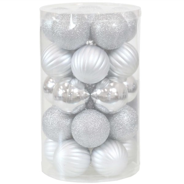 Sunnydaze Decor Silver Beautiful Baubles Plastic Ornament Set (25-Piece)