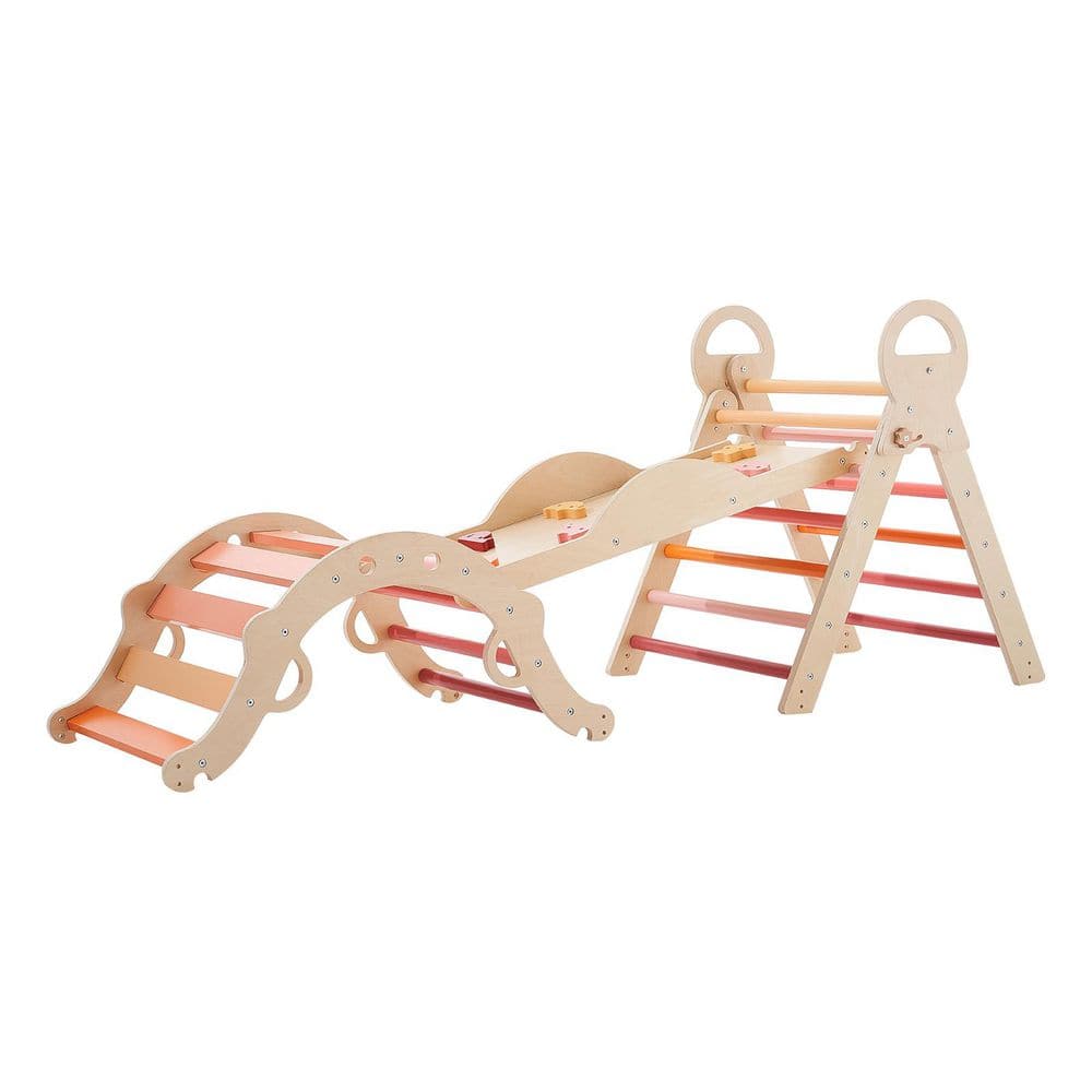 9-in-1 Montessori Toddler Climbing Set Indoor Play Gym Triangle Ramp Cushion and Wooden Cars 150 lbs. Capacity Orange price history on PriceWatchPro