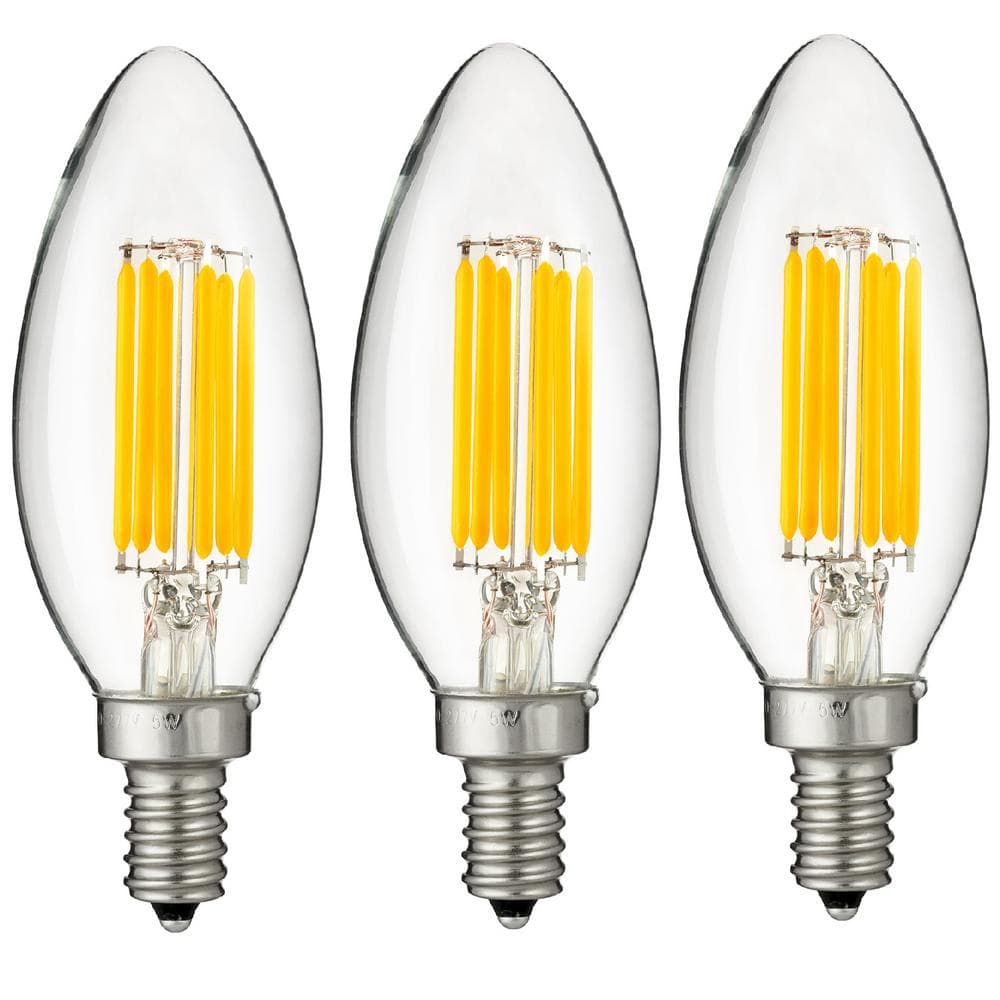 Hij niet voldoende Transistor Sunlite 60-Watt Equivalent B11 220-277 Volt LED Light Bulb in Warm White,  2700K (3-Pack) HD02446-3 - The Home Depot