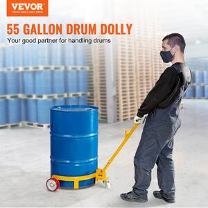 55 Gal. Drum Dolly 1200 lbs. Cap Barrel Dolly Cart Steel Low Profile with Adjustable Handle for Workshop Factory Docks