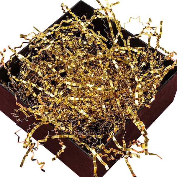 N/A 8.1 oz. Gold Crinkle Paper Filler Shredded Metallic Gift Box Stuffing for Decorations and Shipping