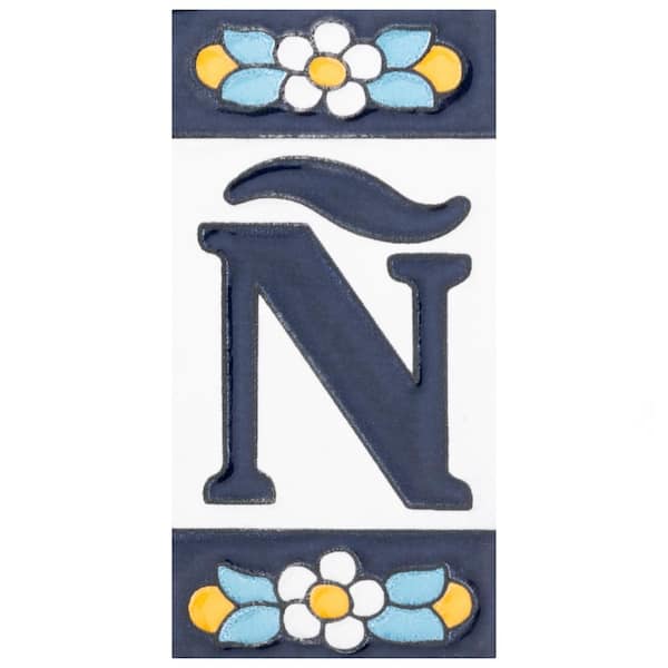 Merola Tile Sevillano Flora Address Letters Enye 2-1/8 in. x 4-3/8 in. Ceramic Wall Tile (0.07 sq. ft./Each)