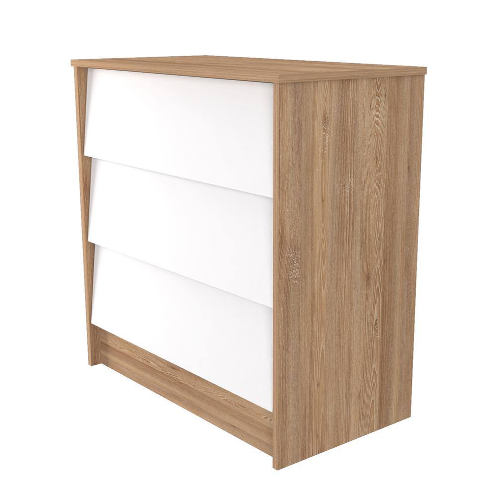 Amaretto Oak and White 3-Drawer Horizontal Dresser