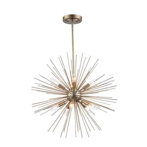 Collina 24 in. 9-Light Antique Silver Leaf Sputnik Pendant Light Fixture