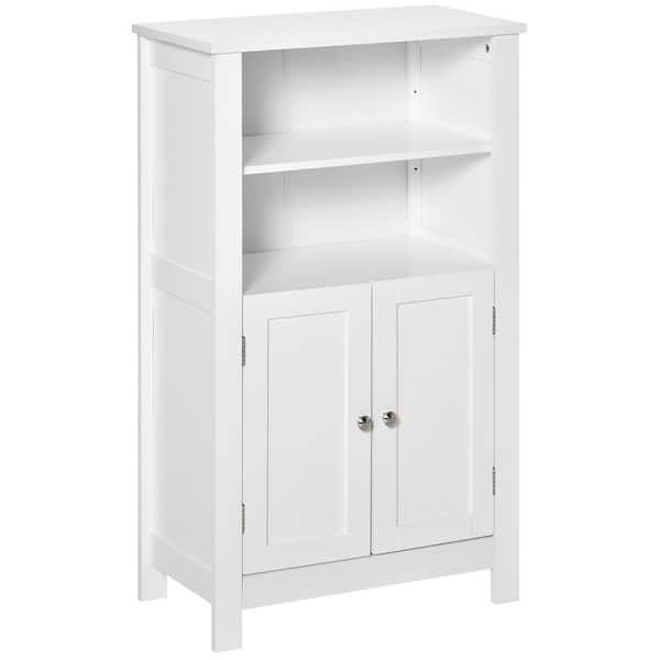 22 in. W x 11.75 in. D x 36.5 in. H White MDF Freestanding Linen Cabinet Adjustable Shelves