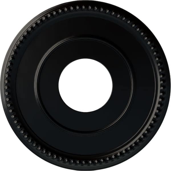 3/4" x 12-1/2" x 12-1/2" Polyurethane Bradford Ceiling Medallion, Hand-Painted Jet Black