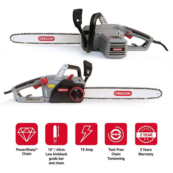 Oregon CS1500 18" Self-Sharpening Electric Chainsaw Bonus 3-Piece ...