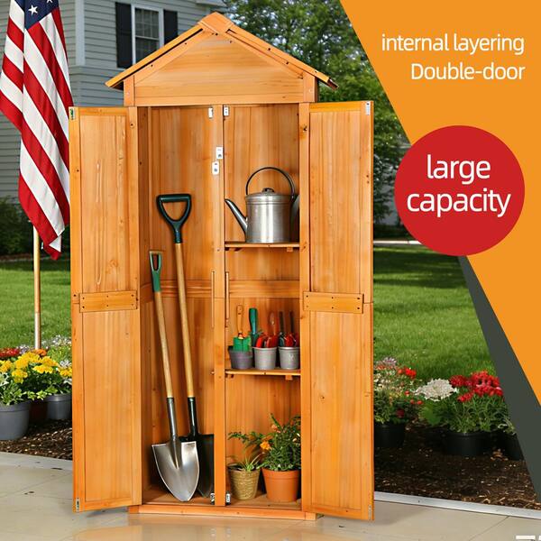 27.17 in. W x 23.62 in. D x 83.07 in. H Outdoor Wood Storage