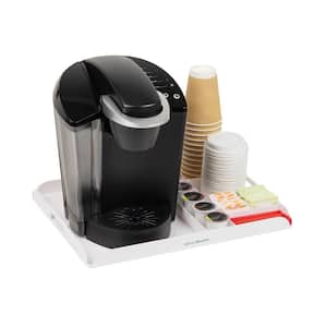Coffee Station Serving Tray, 7-Pod Capacity, Countertop Organizer, Storage, 17.5 in. L x 13.25 in. W x 1.25 in. H, White