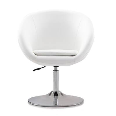 White Leatherette Hopper Swivel Adjustable Height Chair