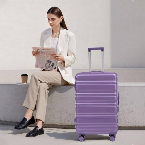 Tatahance 3-Piece Purple ABS Hardside Spinner Luggage Set with