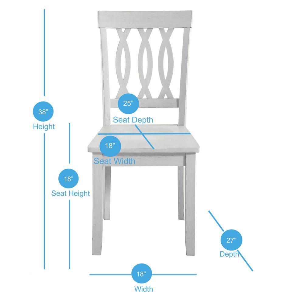 Naples White Wood High Back Side Chair Set