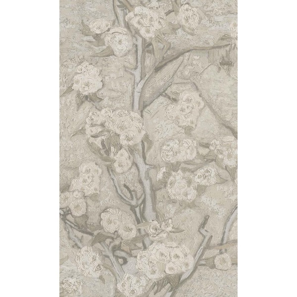 Walls Republic Greige and Grey Tropical Blossoming Pear Tree Printed Non-Woven Paper Paste the Wall Textured Wallpaper 57 sq. ft.