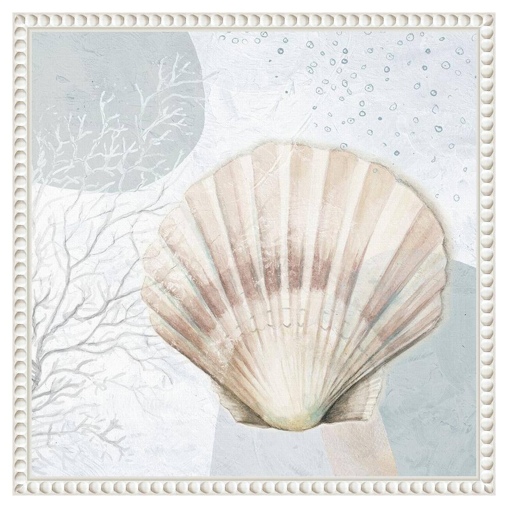 Blush Scallop Nautical Canvas Print with Beaded Frame