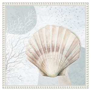 "Ocean Bubbles Blush Scallop" by Patricia Pinto 1-Piece Floater Frame Giclee Coastal Canvas Art Print 16 in. x 16 in.