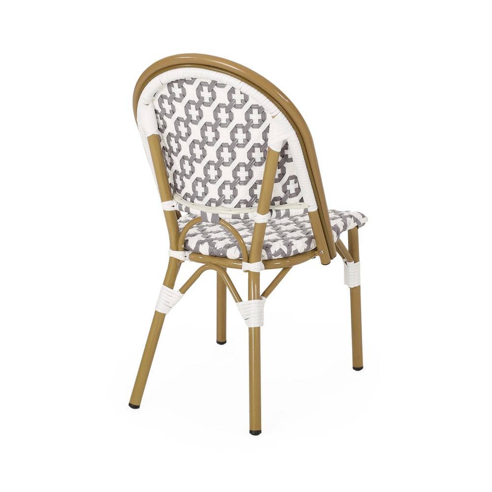 Jordy Black and White Bamboo Print Outdoor Bistro Chair Set