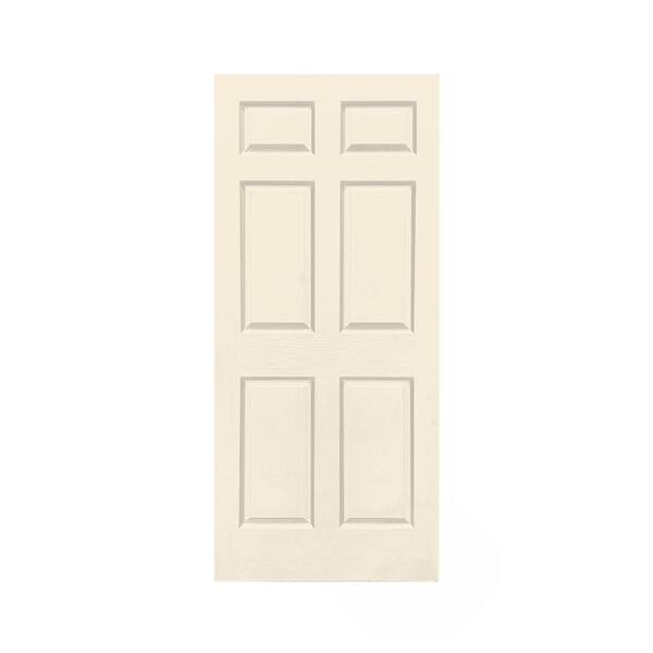 Calhome 30 In X 80 In Beige Stained Composite Mdf 6 Panel Interior Door Slab For Pocket Door Pk 6panel 30vp The Home Depot