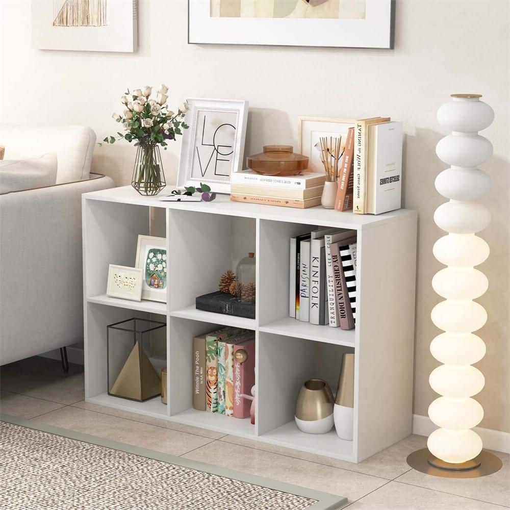 27.5 in. Tall White Wood 6-Cube Open Bookcase with Anti-Tip Kits Home Modern Style Storage Shelf for Study price history on PriceWatchPro