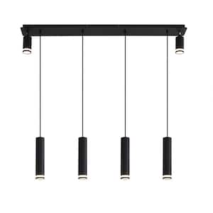 40W 6-Light Black Cylinder Linear LED Pendant Light for Dining Living Room No Blub GU10/Bi-pin