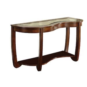 Crystal Falls 51 in. Dark Cherry Brown Specialty Glass Console Table
