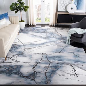 Craft Gray/Blue 12 ft. x 12 ft. Distressed Abstract Square Area Rug