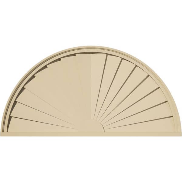 46-in. W x 23-in. H x 2-in. P Half Round Sunburst Signature Urethane Pediment, Primed Tan