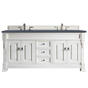 Brookfield 72 in. W x 23.5 in. D x 34.3 in. H Bath Vanity in Bright White with Quartz Top in Charcoal Soapstone