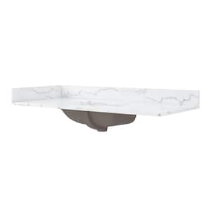 49 in. W x 22 in. D Engineered Quartz Composite Vanity Top in Calacatta White with White Rectangular Single Sink