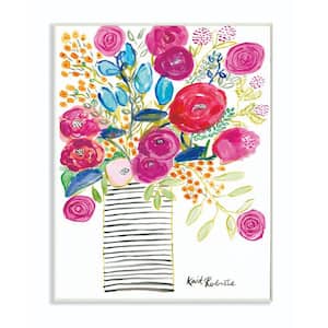 10 in. x 15 in. "Pink and Blue Flower Drawing" by Penny Lane Publishing Wood Wall Art