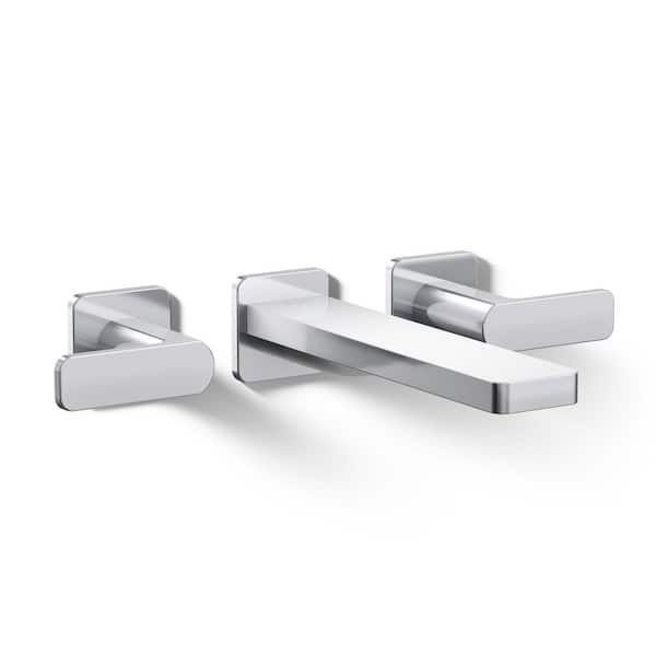 Parallel 2-Handle Wall-Mount Bath Faucet Trim in Polished Chrome (Valve Not Included)