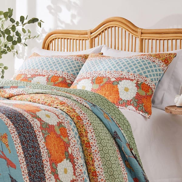 Greenland Home Fashions Carlie Contemporary Floral Calico Stripe 2