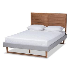 Baxton Studio Allegra Dark Grey Ash Walnut Queen Platform Bed 164